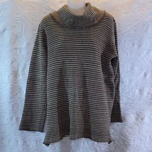 Eight Striped Cowl Neck Sweater 💯 % Cotton Knit Size XL
